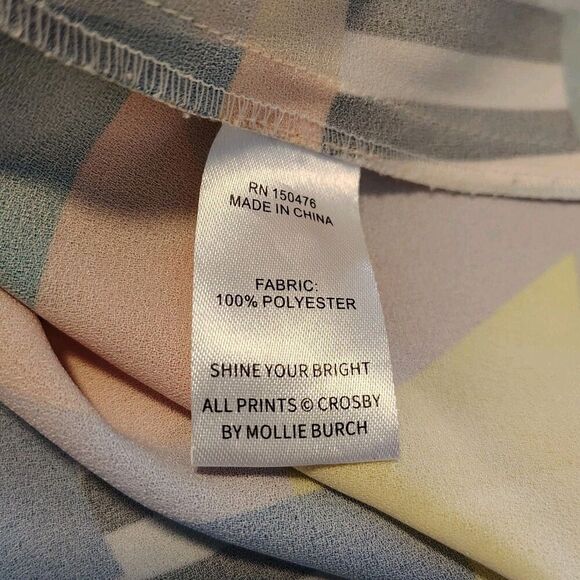 Crosby By Mollie Burch Ruffle Sleeve Abstract Geometric Blouse Colorful Sz S - Picture 7 of 7